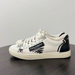 Men’s Dolce & Gabbana White and Black Graphic Sneakers Italian size 6